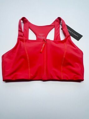SAVAGE X FENTY Sport Zip Front Sports Bra Small Peach Coral Racerback NWT